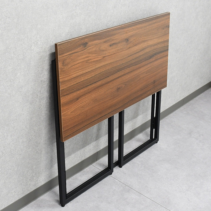 【幅80cm・省スペース】折りたたみデスク コンパクト テレワーク・一人暮らし・ワンルームに最適|木目×ブラックフレーム