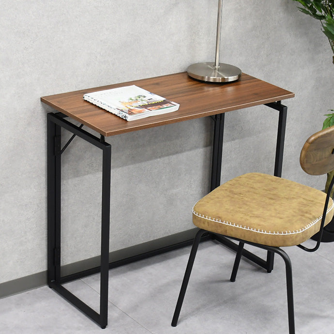 【幅80cm・省スペース】折りたたみデスク コンパクト テレワーク・一人暮らし・ワンルームに最適|木目×ブラックフレーム
