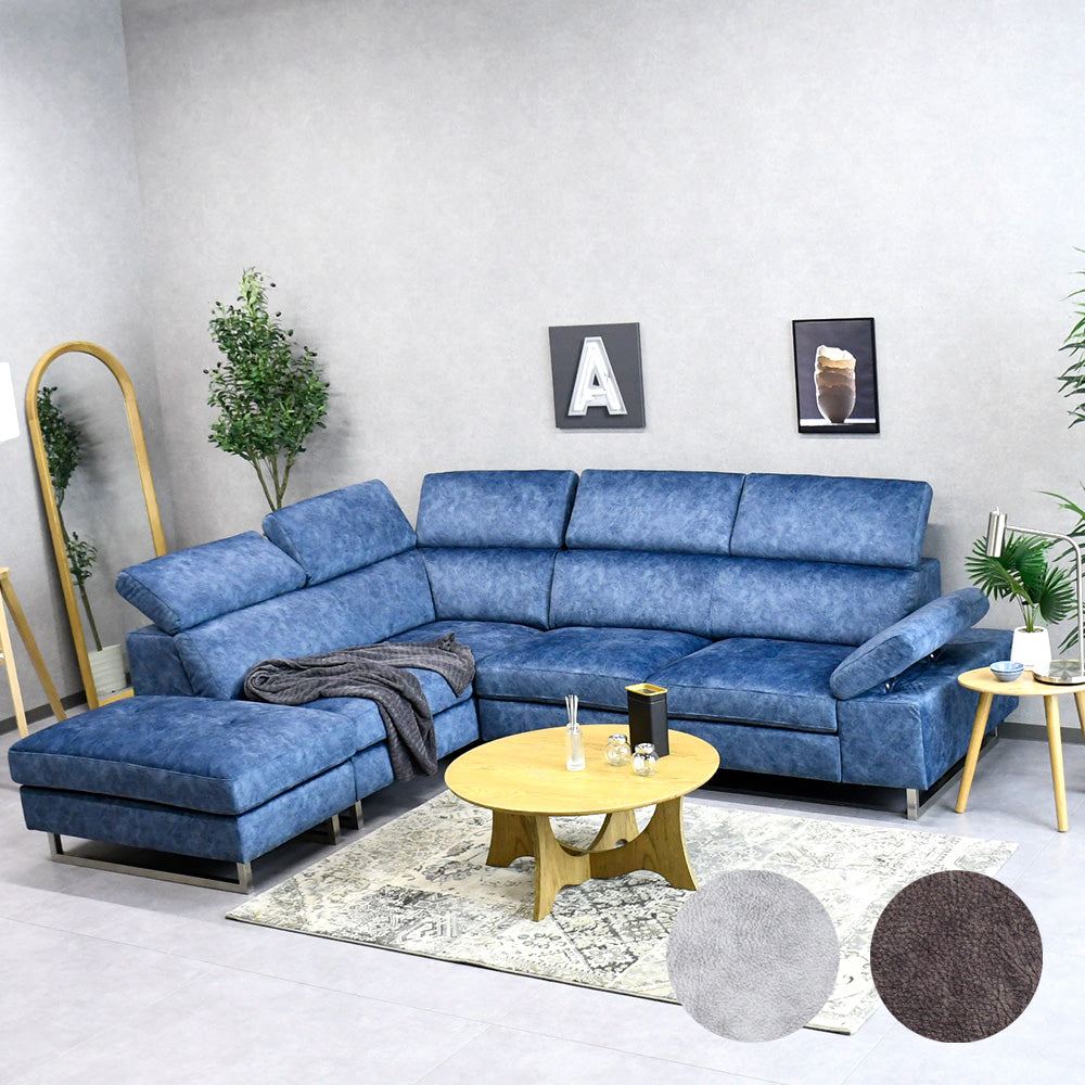 モダンL字カウチソファ｜リクライニング機能付き｜4人掛け・大型