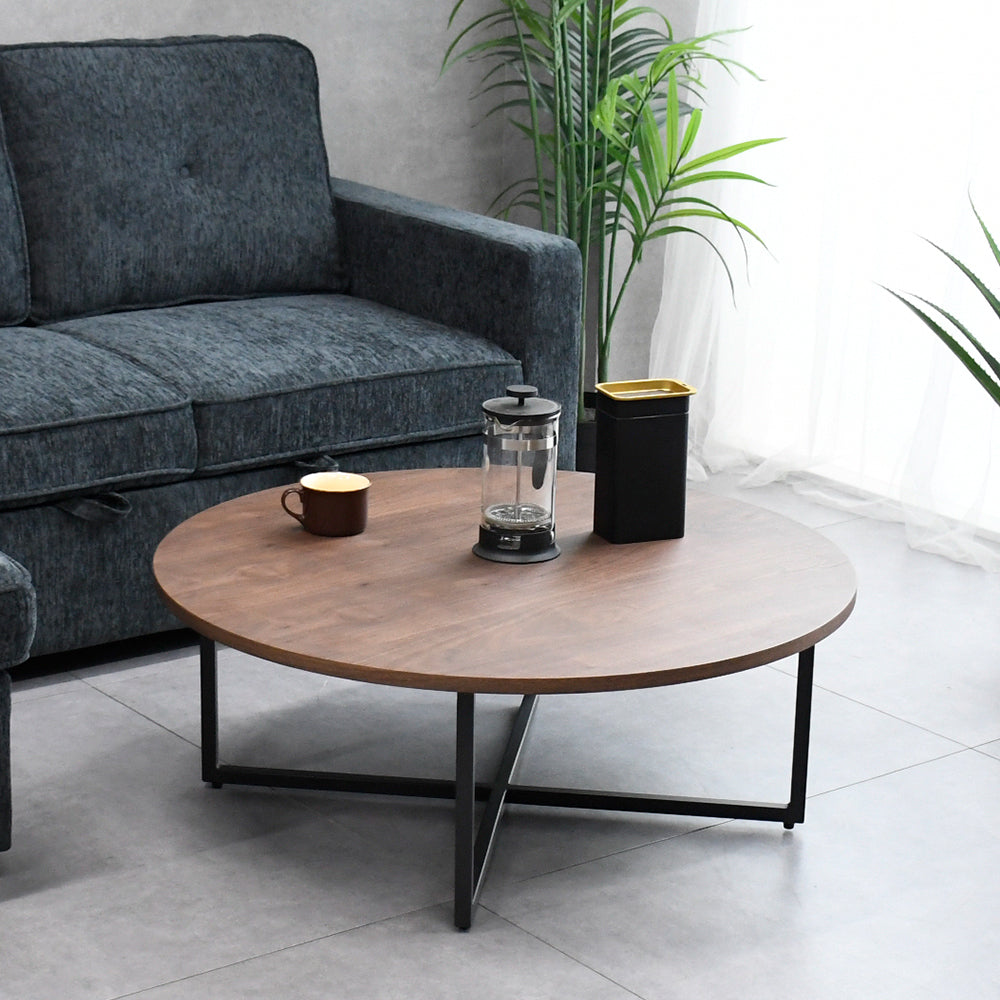 ローテーブル 丸型 幅90cm｜ウォールナット突板 コーヒー