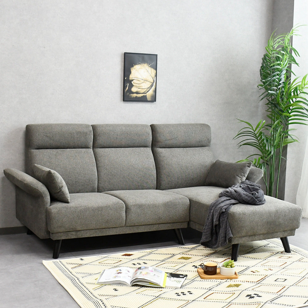 撥水 カウチソファ コンパクト｜L字 ソファ 左右対応 クッション付き