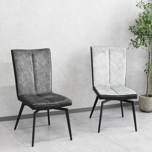 【選べる2色】回転ダイニングチェア 1脚|スムーステック生地×ブラック脚|高機能&スタイリッシュ MULNEA