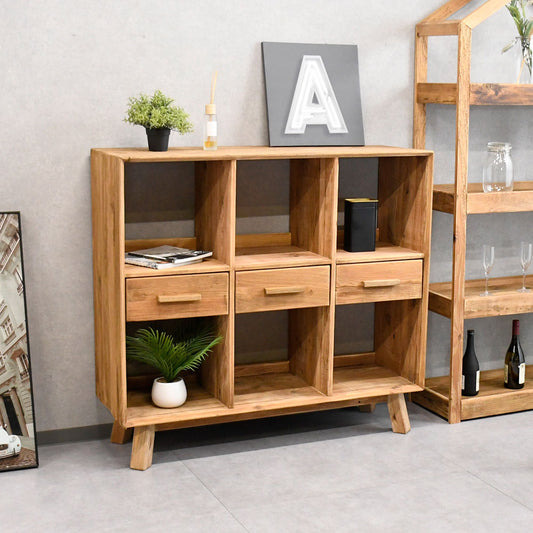 【ヴィンテージナチュラル】リサイクルウッド 無垢材 キャビネット 120cm幅 木製 収納棚 チェスト おしゃれ カフェ風 古材