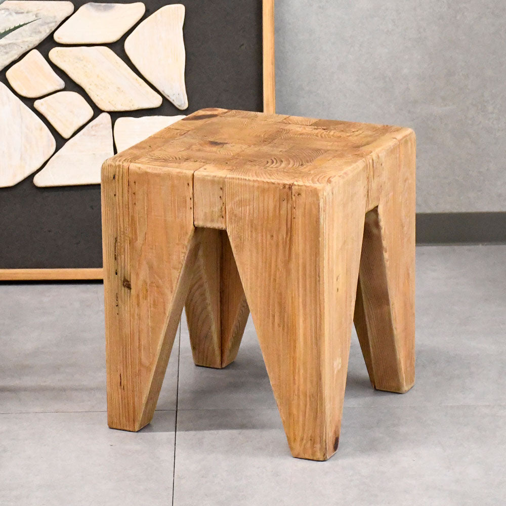 ヴィンテージナチュラル】リサイクルパイン 無垢材 スツール 木製 椅子 腰掛け サイドテーブル おしゃれ 古材 ナチュラル家具