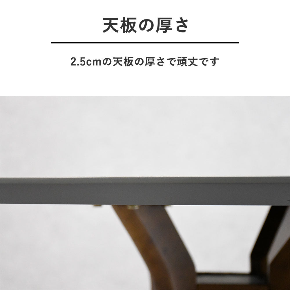 【110cm 円形ダイニングテーブル】グレーメラミン天板×ブラウン木脚｜モダン北欧風