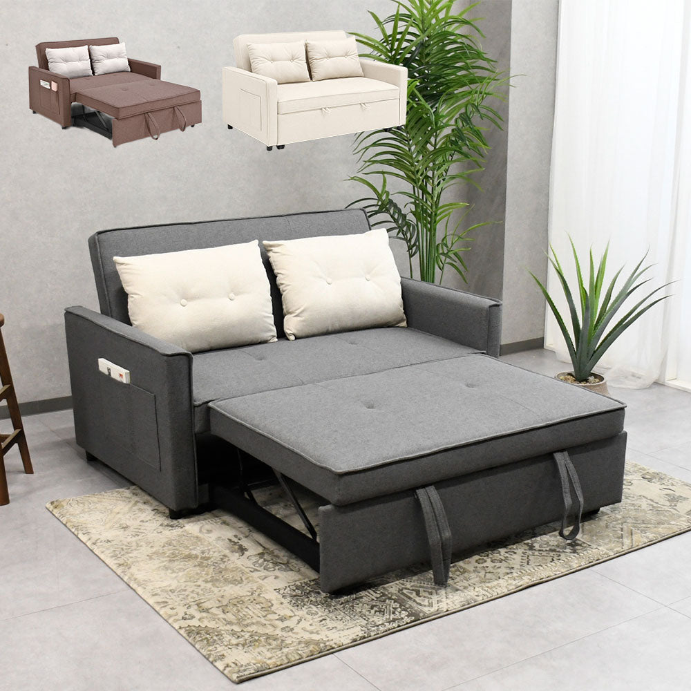 【3WAYソファベッド】2人掛け コンパクト ソファ リクライニング ベッド 折りたたみ 収納付き 一人暮らし ワンルーム 北欧風