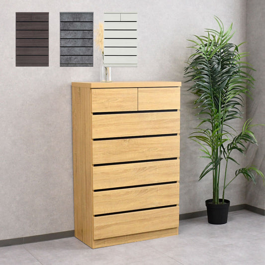 【国産 完成品】幅80cm ナチュラルチェスト 6段 木製 タンス スリム収納 引き出し 大容量