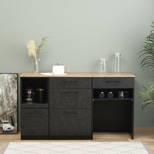 国産 キッチンカウンター 幅160cm 大容量収納 F☆☆☆☆ 完成品 コンセント付 キッチンボード