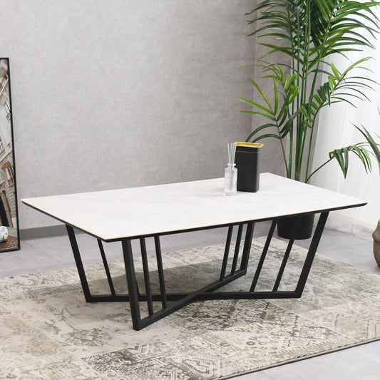 【高級感と耐久性】セラミック天板 ローテーブル 125cm幅｜モダンインテリアに最適なリビングテーブル