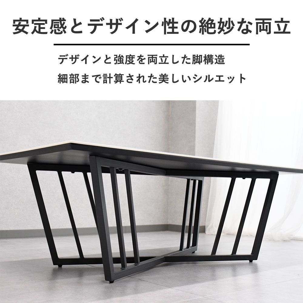 【高級感と耐久性】セラミック天板 ローテーブル 125cm幅｜モダンインテリアに最適なリビングテーブル
