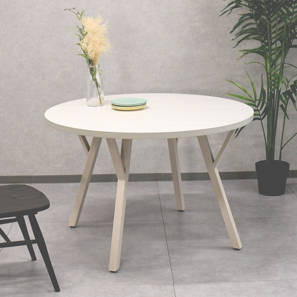 グレージュ脚 × メラミン天板 丸型ラウンドダイニングテーブル 110cm幅 円形