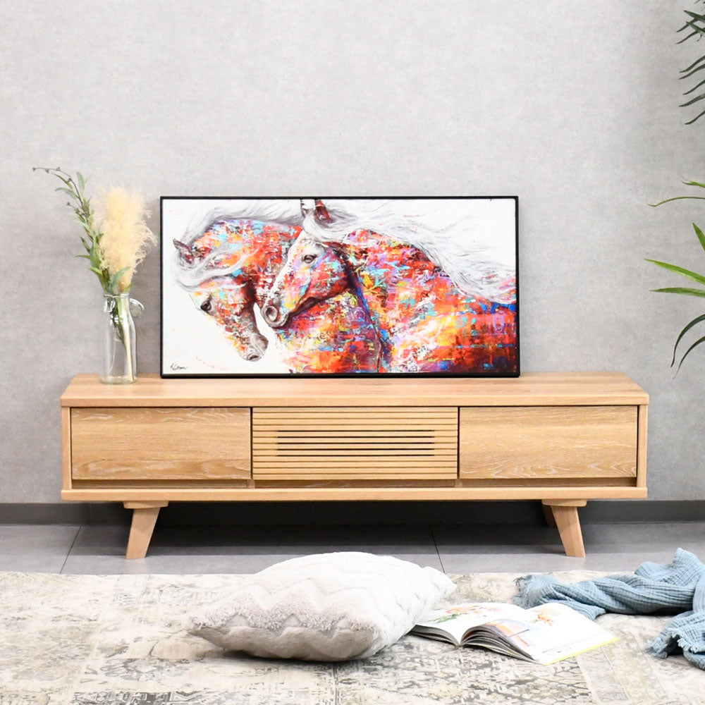 オーク材ルーバーデザイン140cm幅テレビボード テレビ台