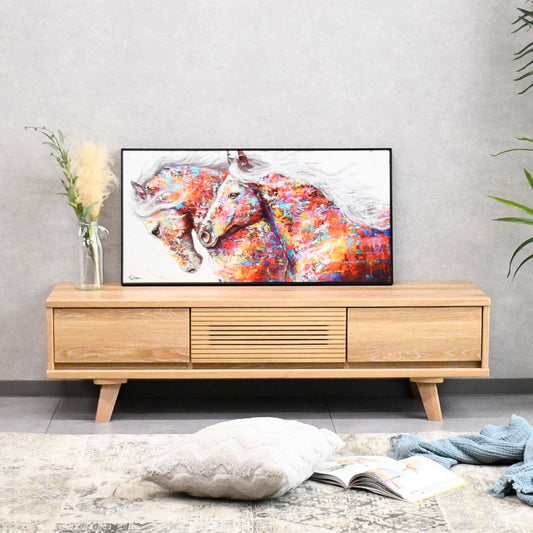 オーク材ルーバーデザイン140cm幅テレビボード テレビ台