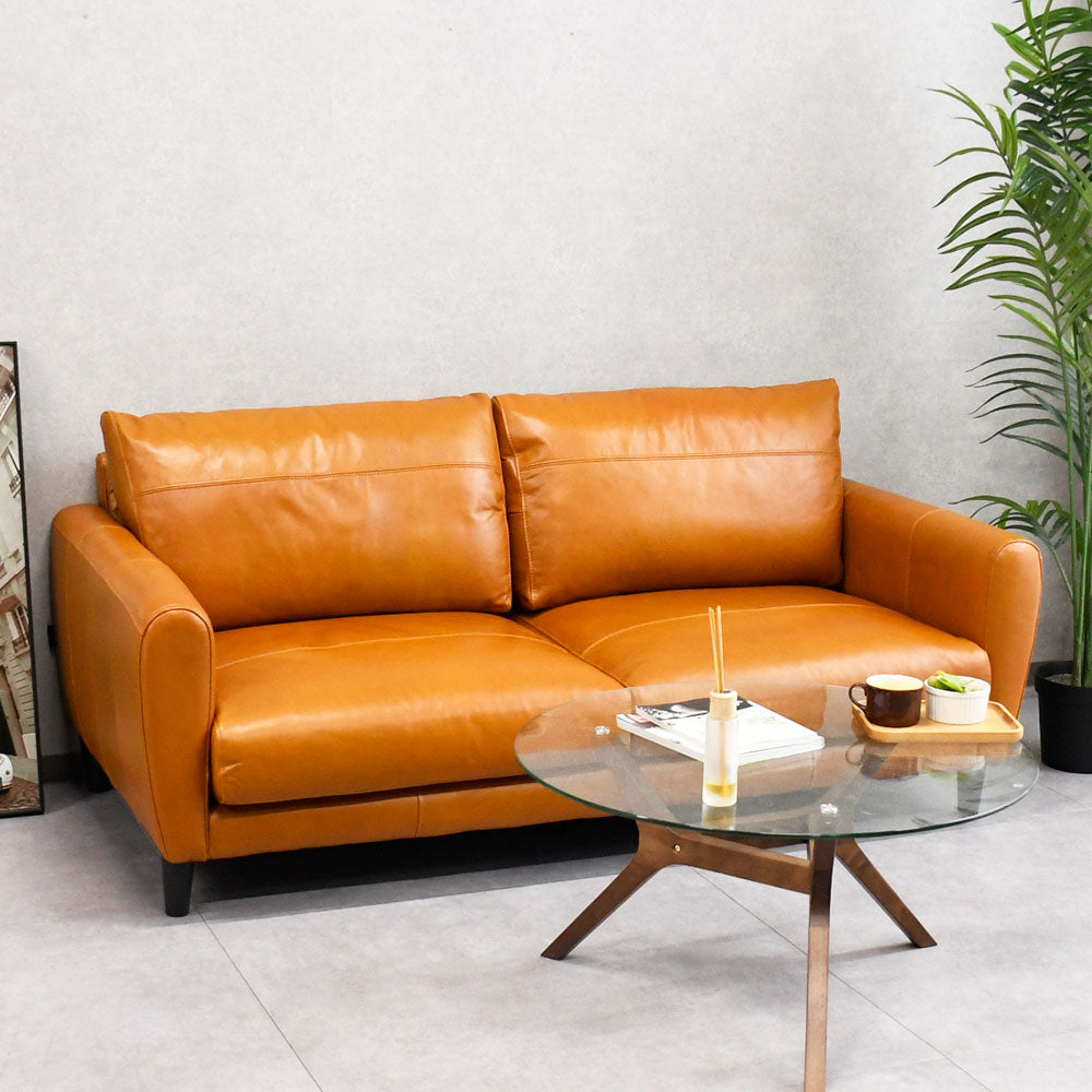 【ヴィンテージモダン】総革オイルレザー ソファ 3人掛け 173cm幅 コンパクト 本革 革張り おしゃれ カフェ風 リビングソファ