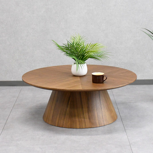 【北欧モダン】ウォールナット突板 ヘリンボーン柄 ローテーブル 90cm 丸型 木製 おしゃれ センターテーブル カフェ風