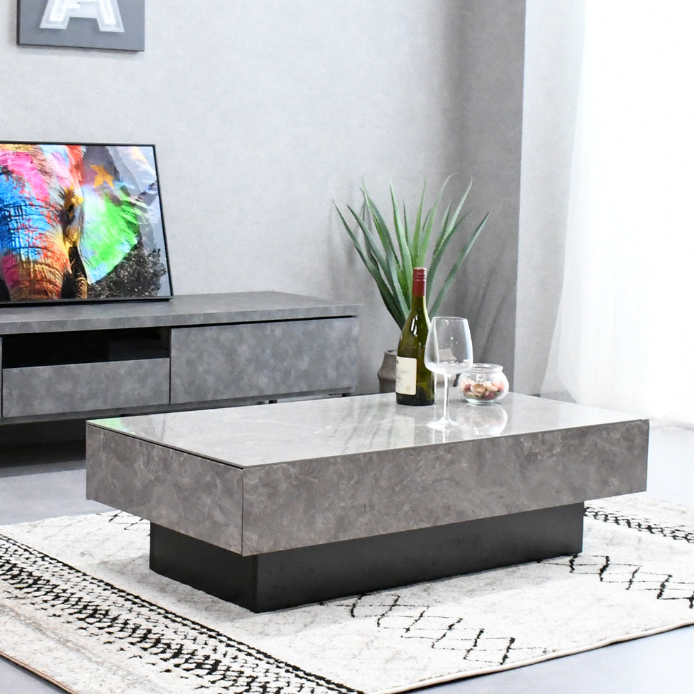 収納付きローテーブル セラミック天板 幅105cm 大理石調 モダン