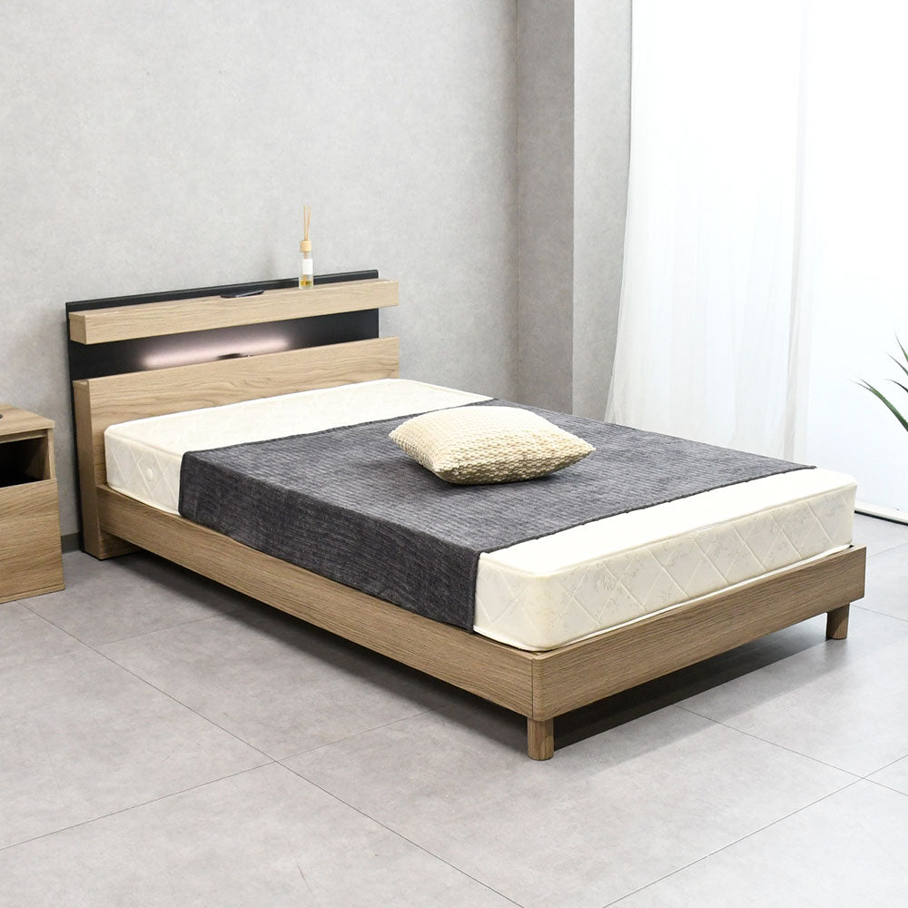 【ワイヤレス充電＆LED照明付き】モダンベッド 3サイズ対応（シングル／セミダブル／ダブル）