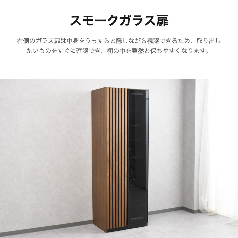 ウォールナット無垢 67cm幅キッチンボード 折戸 キャビネット