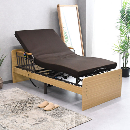 2モーター電動ベッド｜リクライニングベッド 木目調