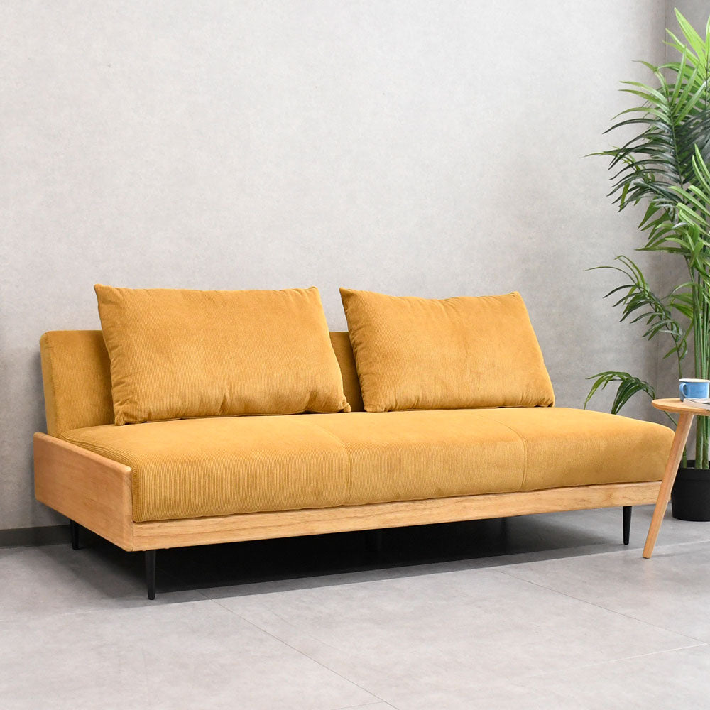【北欧ナチュラル】コーデュロイ生地 ソファーベッド 3人掛け ラバーウッド無垢フレーム おしゃれ 省スペース