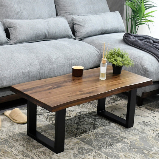 【無垢材×木製脚】ウォールナットローテーブル 幅100cm｜重厚感と温もりを両立