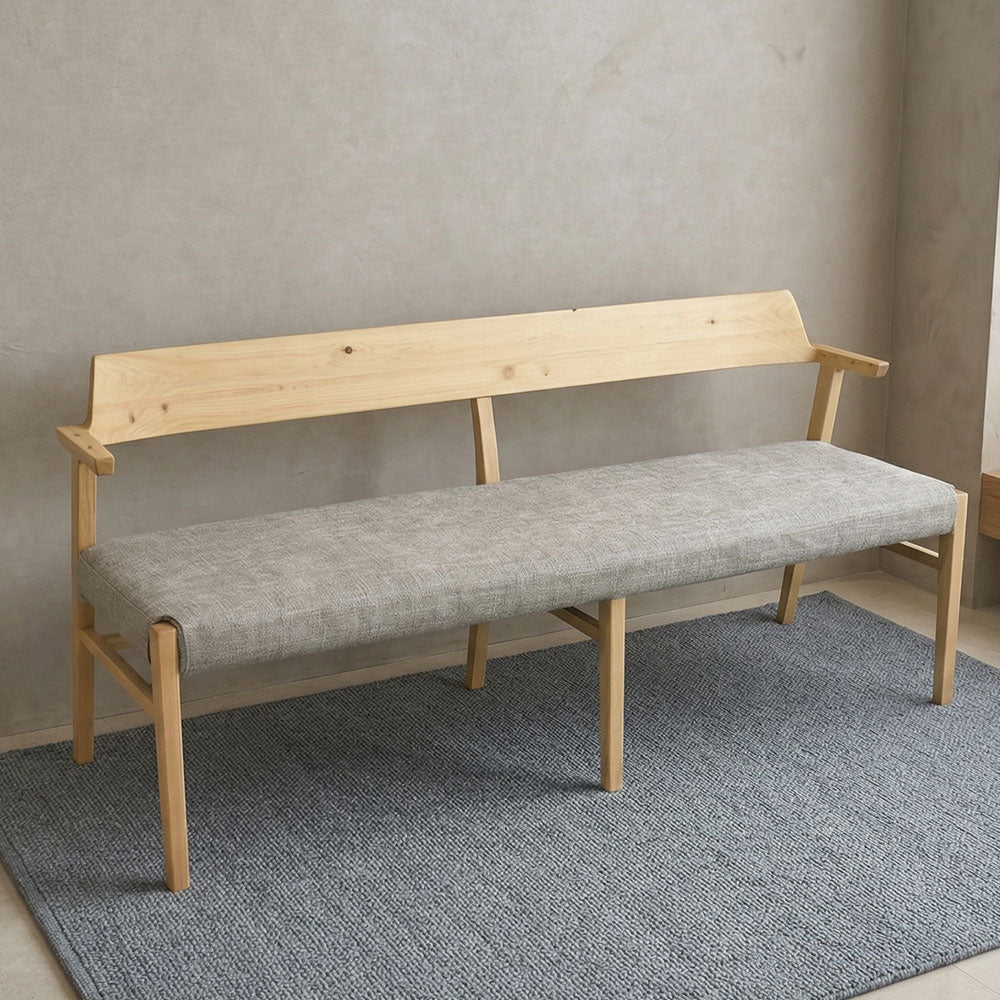ヒノキ無垢 背付きダイニングベンチ 150cm