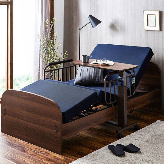 2モーター電動ベッド 高反発マットレス付き｜木目調フレーム