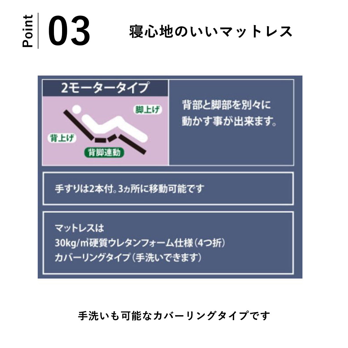 2モーター電動ベッド 高反発マットレス付き｜木目調フレーム