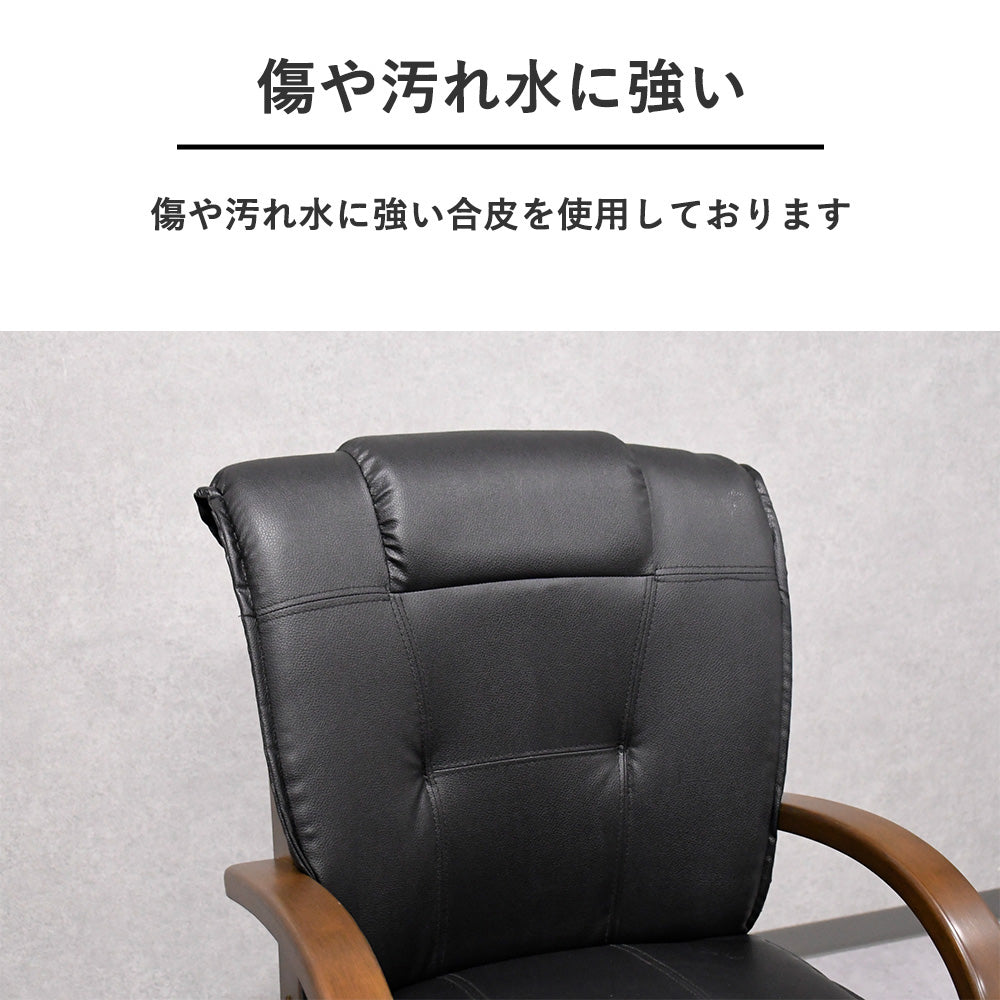 【7点セット】PVCレザー回転チェア付きダイニングセット｜6人掛け｜木製フレーム＆キャスター付き｜選べる2色